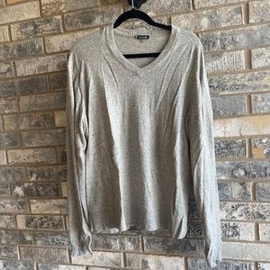 Smart Wool, gray merino wool blend v neck sweater
